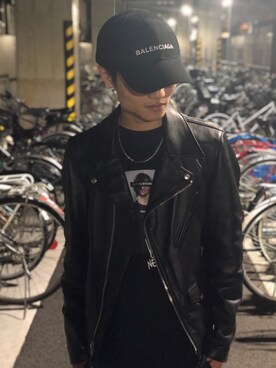 「BALENCIAGA」｜「アイテム（ライダースジャケット）」を使った、 A  K  I  R  A さん（メンズ・171cm）の夏コーディネート