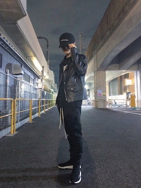 「BALENCIAGA」｜「アイテム（ライダースジャケット）」を使った、 A  K  I  R  A さん（メンズ・171cm）の夏コーディネート