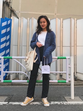 「リブスリットストレートパンツ」｜aiさん（レディース・162cm）の春コーディネート