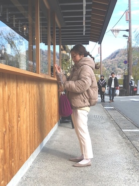 「アイテム（パンプス、グレー系）」を使った、puguchanさん（レディース・148cm）の冬コーディネート