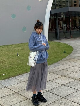 「帽T」｜NINAさん（レディース・158cm）の春コーディネート