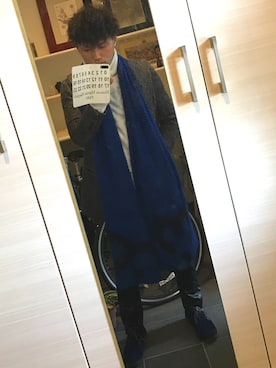 「Yohji Yamamoto（ヨウジヤマモト）のアイテム（チェスターコート）」を使った、Takuma Kobayashiさん（メンズ・165cm）の冬コーディネート