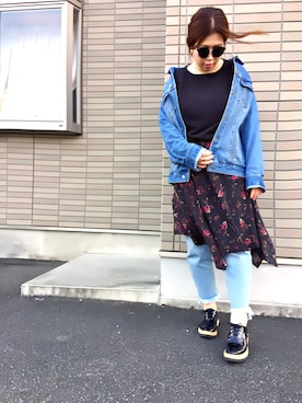 「フリンジデニム」｜「アイテム（デニムジャケット）」を使った、ＲｉＭａ５８９さん（レディース・159cm）の春コーディネート