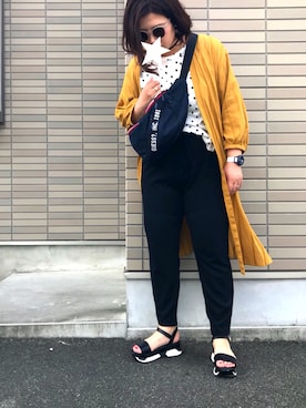 「マスタード」｜「アイテム（シャツワンピース）」を使った、ＲｉＭａ５８９さん（レディース・159cm）の春コーディネート