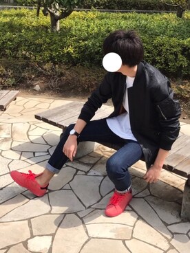 「Daniel Wellington」｜「アイテム（MA-1）」を使った、yu(ゆー)さん（メンズ・175cm）の春コーディネート