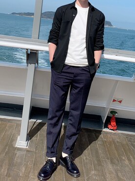 H M スリムフィット スーツパンツ ブルーを使ったメンズ人気ファッションコーディネート Wear