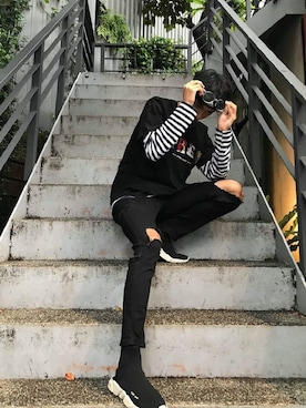 「BALENCIAGA（バレンシアガ）のアイテム（その他シューズ）」を使った、Baałさん（メンズ・185cm）の秋コーディネート
