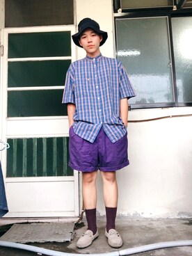 「plaid」｜「アイテム（帽子）」を使った、Tedさん（メンズ・174cm）の夏コーディネート