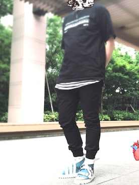 「MONKEY TIME（モンキータイム）のアイテム（チノパンツ）」を使った、はじめちゃんさん（メンズ・176cm）の夏コーディネート