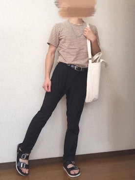 「EDWIN（エドウィン）のアイテム（サンダル）」を使った、HARUさん（メンズ・162cm）の夏コーディネート