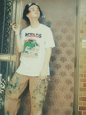 「Carhartt（カーハート）の90s Painter made inUSA（その他パンツ、ブラウン系）」を使った、RIKUSONさん（メンズ・165cm）の夏コーディネート