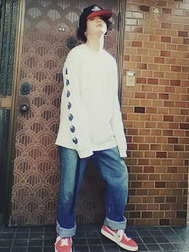 「INDEPENDENT（インディペンデント）のINDEPENDENT × BEAMS / 別注 95 BTG Cap（キャップ、ブラック系）」を使った、RIKUSONさん（メンズ・165cm）の秋コーディネート