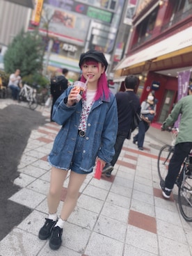 「GRL（グレイル）のアイテム（デニムジャケット）」を使った、M o n aさん（レディース・154cm）の春コーディネート