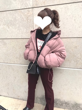 「Kastane（カスタネ）のレーヨンスラックスパンツ３（スラックス）」を使った、ayakaさん（レディース・156cm）の冬コーディネート