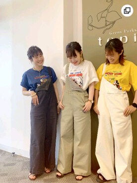 「ディズニー」｜「アイテム（サロペット/オーバーオール）」を使った、津覇さんさん（レディース・158cm）の春コーディネート