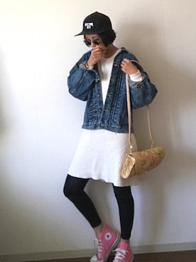 「Honey Salon（ハニーサロン）のアイテム（かごバッグ）」を使った、yukinoさん（レディース・164cm）の春コーディネート