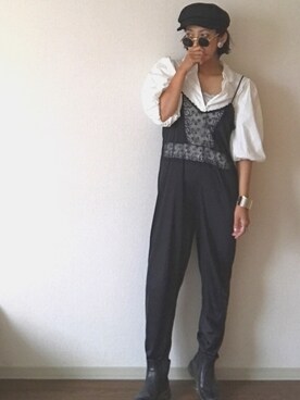 「シルバーアクセサリー」｜「アイテム（つなぎ/オールインワン）」を使った、yukinoさん（レディース・164cm）の夏コーディネート