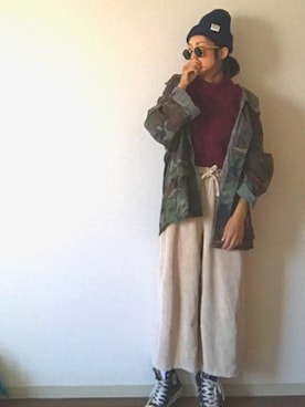 「ポニーテール」｜「アイテム（ニットキャップ/ビーニー）」を使った、yukinoさん（レディース・164cm）の秋コーディネート