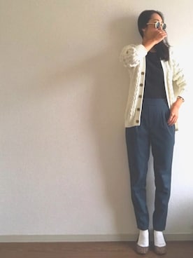 「白ソックス」｜「アイテム（バレエシューズ、ベージュ系）」を使った、yukinoさん（レディース・164cm）の秋コーディネート