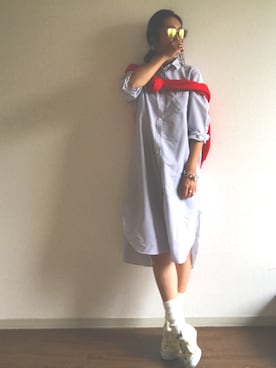 「SEVENDAYS=SUNDAY（セブンデイズサンデイ）のアイテム（シャツワンピース）」を使った、yukinoさん（レディース・165cm）の夏コーディネート