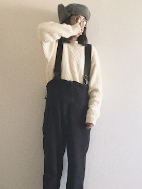 「軍物」｜「アイテム（オールインワン・サロペット）」を使った、yukinoさん（レディース・164cm）の冬コーディネート