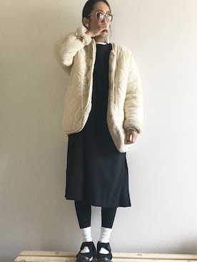「CANAL JEAN（キャナルジーン）のアイテム（ノーカラージャケット）」を使った、yukinoさん（レディース・164cm）の冬コーディネート