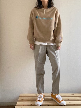 「LOOPのアイテム（スラックス）」を使った、yukinoさん（レディース・164cm）の冬コーディネート