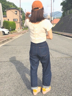 「AZUL（アズール）のアイテム（キャップ）」を使った、Noddyさん（レディース・158cm）の春コーディネート