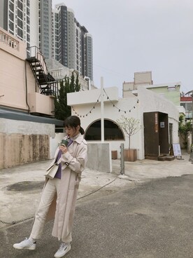 「白いスニーカー」｜「アイテム（ジャケット/アウター）」を使った、Kikiさん（レディース・156cm）の夏コーディネート