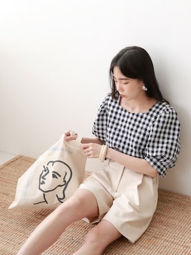 「アイテム（バッグ、ホワイト系）」を使った、UNE MANSIONさん（レディース・159cm）の夏コーディネート
