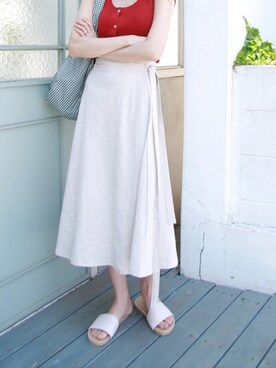 「UNE MANSION（ユヌマンション）のアイテム（タンクトップ）」を使った、UNE MANSIONさん（レディース・159cm）の夏コーディネート