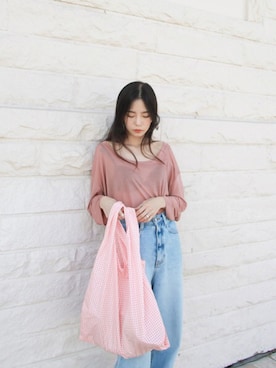 「アイテム（エコバッグ/サブバッグ）」を使った、UNE MANSIONさん（レディース・159cm）の夏コーディネート