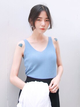 「UNE MANSION（ユヌマンション）のアイテム（タンクトップ）」を使った、UNE MANSIONさん（レディース・159cm）の夏コーディネート