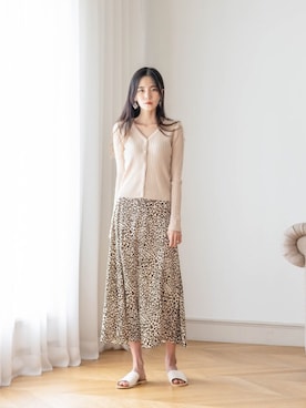 「ヒョウ柄スカート」｜UNE MANSIONさん（レディース・159cm）の秋コーディネート