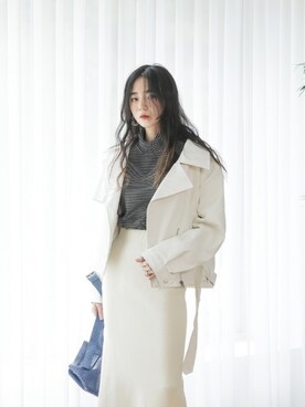 「UNE MANSION（ユヌマンション）のアイテム（ライダースジャケット）」を使った、UNE MANSIONさん（レディース・159cm）の秋コーディネート