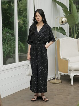 「UNE MANSION（ユヌマンション）のアイテム（つなぎ/オールインワン）」を使った、UNE MANSIONさん（レディース・159cm）の夏コーディネート