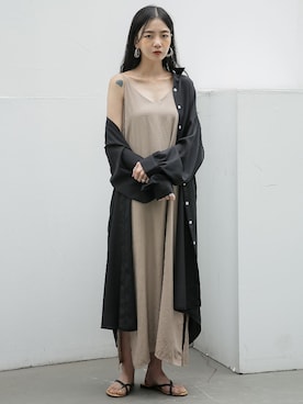 「キャミワンピ」｜「アイテム（ビーチサンダル）」を使った、UNE MANSIONさん（レディース・159cm）の夏コーディネート