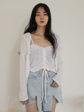 「UNE MANSION（ユヌマンション）のアイテム（キャミソール）」を使った、UNE MANSIONさん（レディース・159cm）の夏コーディネート