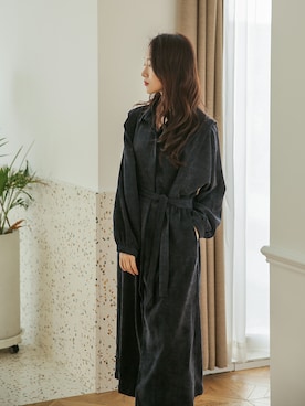 「韓国コーデ」｜「アイテム（シャツワンピース）」を使った、UNE MANSIONさん（レディース・165cm）の秋コーディネート