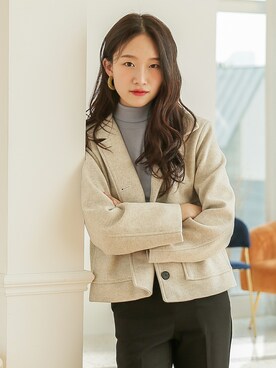 「韓国コーデ」｜「アイテム（ステンカラーコート）」を使った、UNE MANSIONさん（レディース・165cm）の秋コーディネート