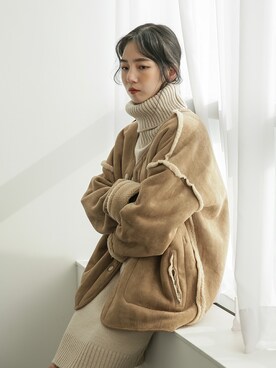 ムートンコートを使った 韓国スタイル の人気ファッションコーディネート Wear