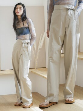 「韓国コーデ」｜「アイテム（チノパンツ）」を使った、UNE MANSIONさん（レディース・168cm）の春コーディネート