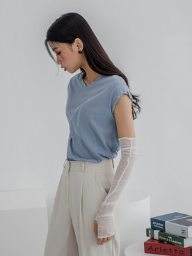 「アイテム（手袋、ホワイト系）」を使った、UNE MANSIONさん（レディース・159cm）の夏コーディネート