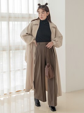 「韓国好きな人と繋がりたい」｜「アイテム（トレンチコート）」を使った、UNE MANSIONさん（レディース・168cm）の秋コーディネート