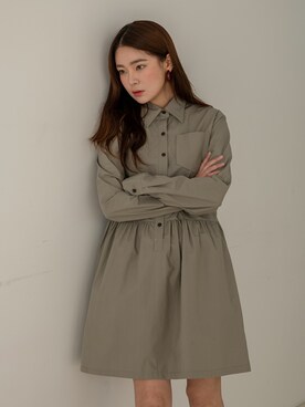 「韓国コーデ」｜「アイテム（シャツワンピース）」を使った、UNE MANSIONさん（レディース・168cm）の秋コーディネート