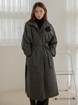 「韓国コーデ」｜「アイテム（ステンカラーコート）」を使った、UNE MANSIONさん（レディース・168cm）の秋コーディネート