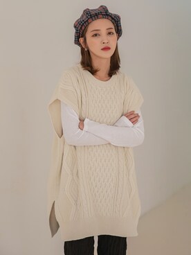 「韓国コーデ」｜「アイテム（ハンチング/ベレー帽）」を使った、UNE MANSIONさん（レディース・161cm）の秋コーディネート