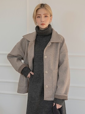 「韓国コーデ」｜「アイテム（ステンカラーコート）」を使った、UNE MANSIONさん（レディース・159cm）の秋コーディネート