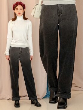 「韓国コーデ」｜「アイテム（ハンチング/ベレー帽）」を使った、UNE MANSIONさん（レディース・159cm）の秋コーディネート