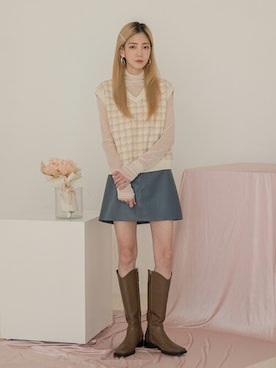 「UNE MANSION（ユヌマンション）のアイテム（ベスト）」を使った、UNE MANSIONさん（レディース・159cm）の冬コーディネート